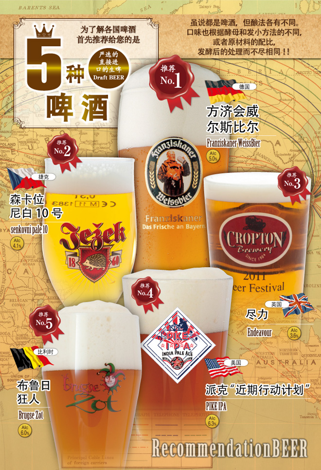 要认识各国啤酒的话，最先推荐5种啤酒